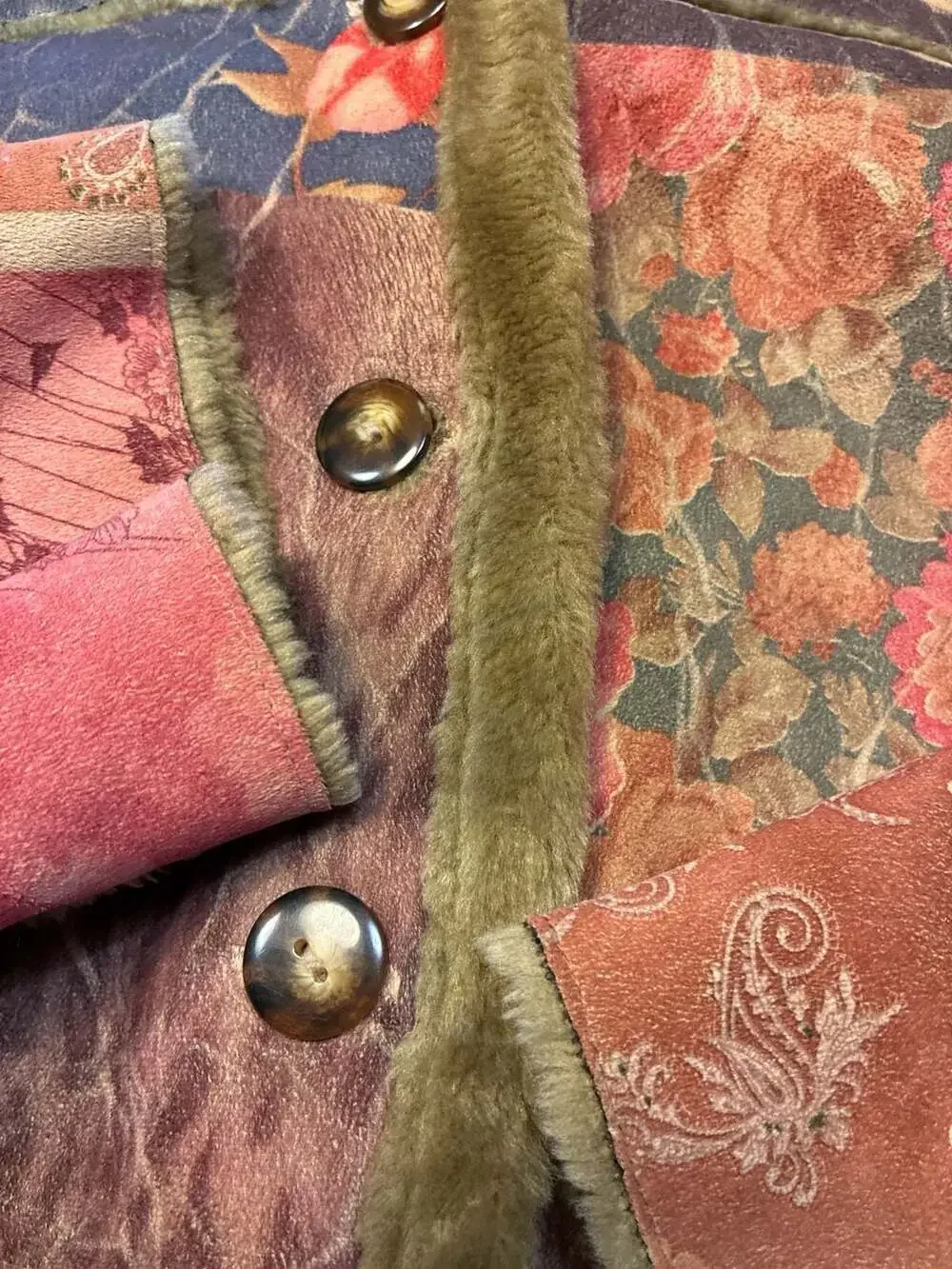 Coldwater Creek Patchwork Faux Suede Fur Lined Jacket Size 2X - Picture 8 of 16